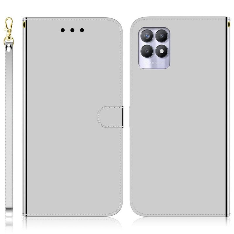 Flip Cover Realme 8i Imiteret Læderbetrækspejl