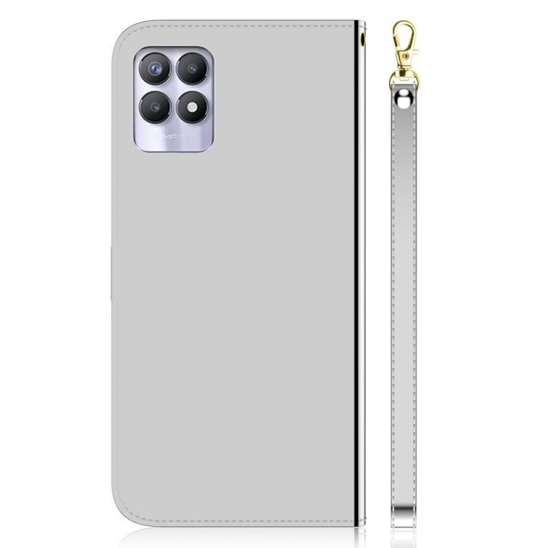 Flip Cover Realme 8i Imiteret Læderbetrækspejl