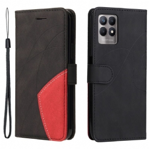 Flip Cover Realme 8i Signatur Tofarvet Imiteret Læder