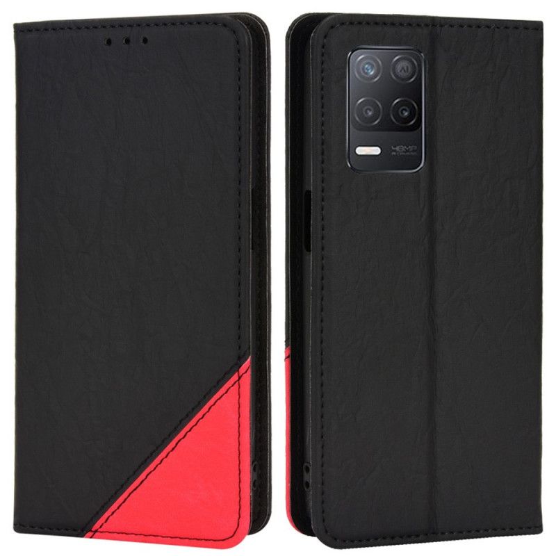 Cover Realme 8 5G Flip Cover Skrå Bicolor Kunstlæder