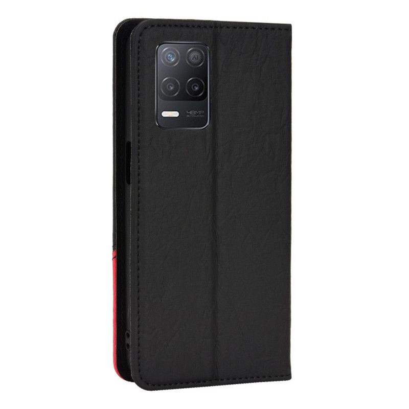 Cover Realme 8 5G Flip Cover Skrå Bicolor Kunstlæder