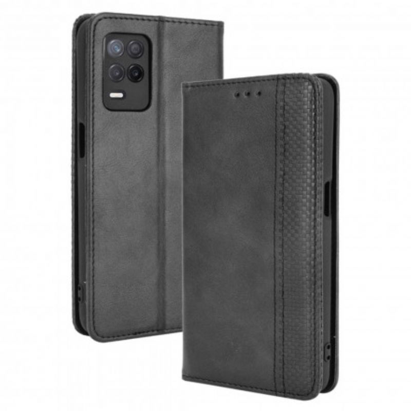 Cover Realme 8 5G Flip Cover Vintage Stiliseret Lædereffekt