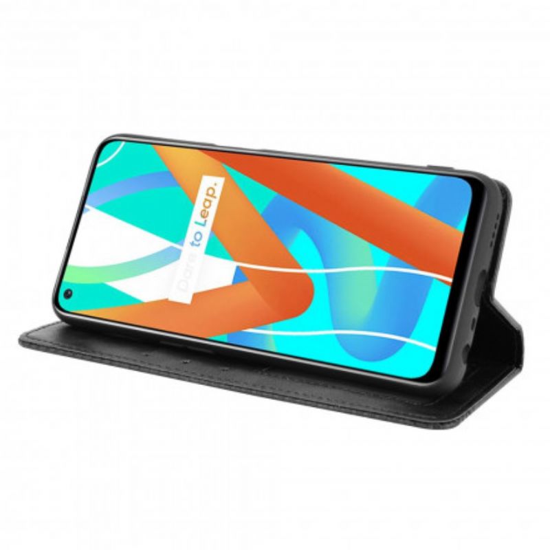 Cover Realme 8 5G Flip Cover Vintage Stiliseret Lædereffekt