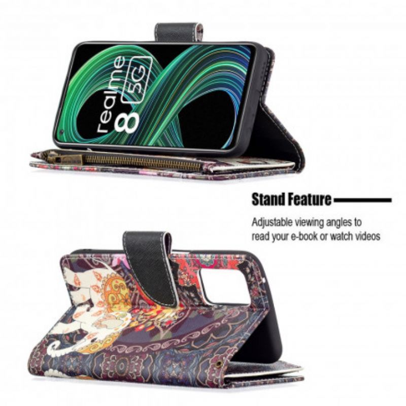 Flip Cover Realme 8 5G Elefant Lynlåslomme