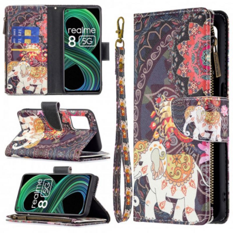 Flip Cover Realme 8 5G Elefant Lynlåslomme