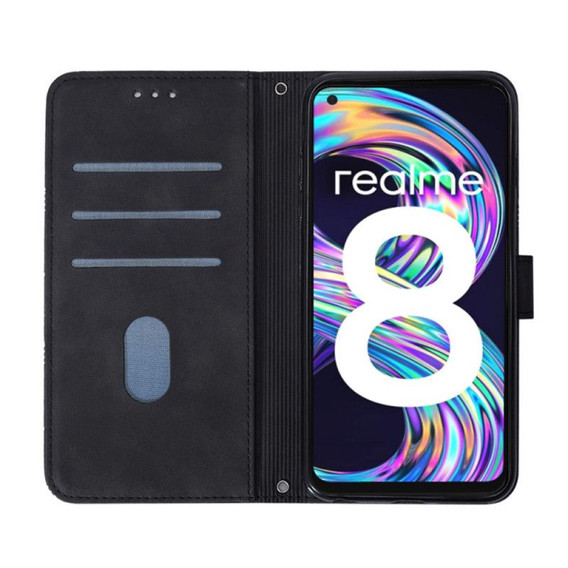 Flip Cover Realme 8 5G Lædereffekt Med Skulderrem