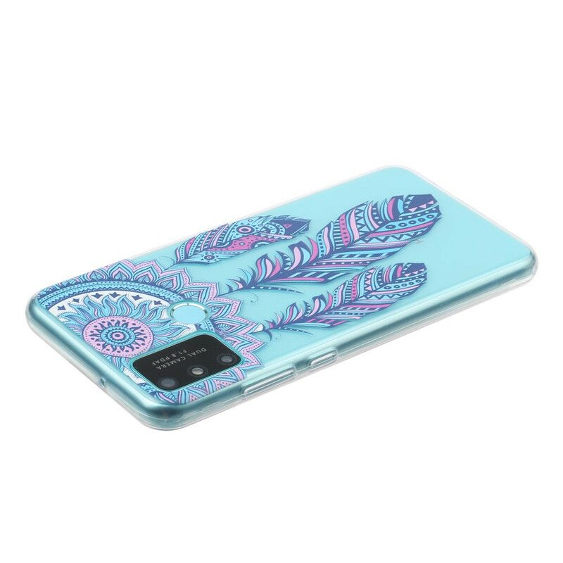 Cover Honor 9A Transparente Drømmefanger Blå Fjer