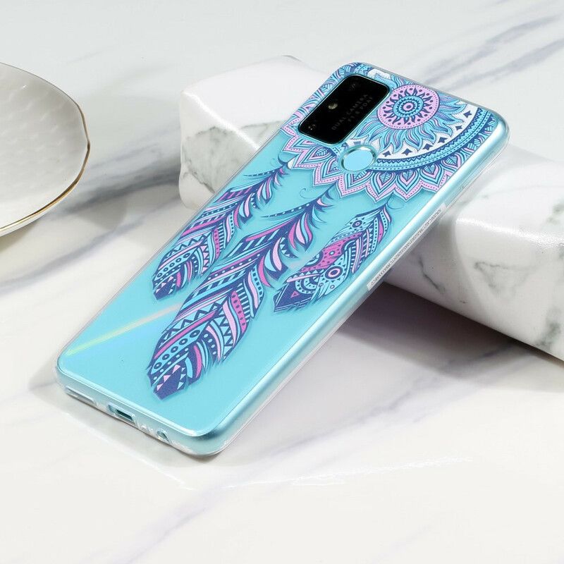 Cover Honor 9A Transparente Drømmefanger Blå Fjer