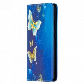 Cover Xiaomi Redmi 9C Flip Cover Farverige Sommerfugle