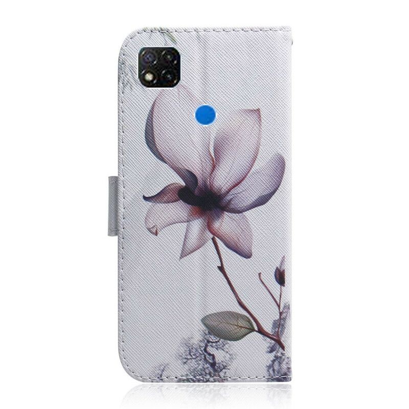 Flip Cover Xiaomi Redmi 9C Gammel Rosenblomst