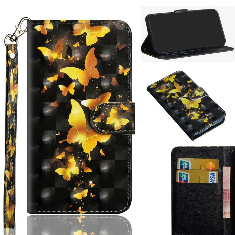 Flip Cover Xiaomi Redmi 9C Gule Sommerfugle