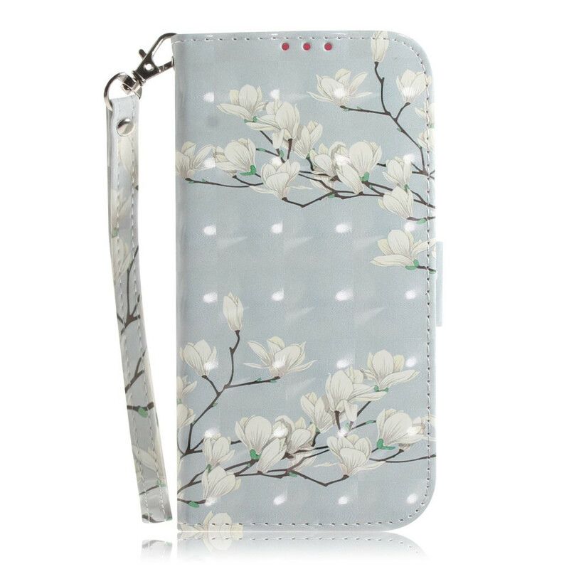 Flip Cover Xiaomi Redmi 9C Med Snor Thong Blomstergren