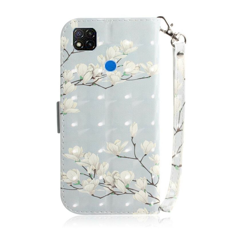 Flip Cover Xiaomi Redmi 9C Med Snor Thong Blomstergren