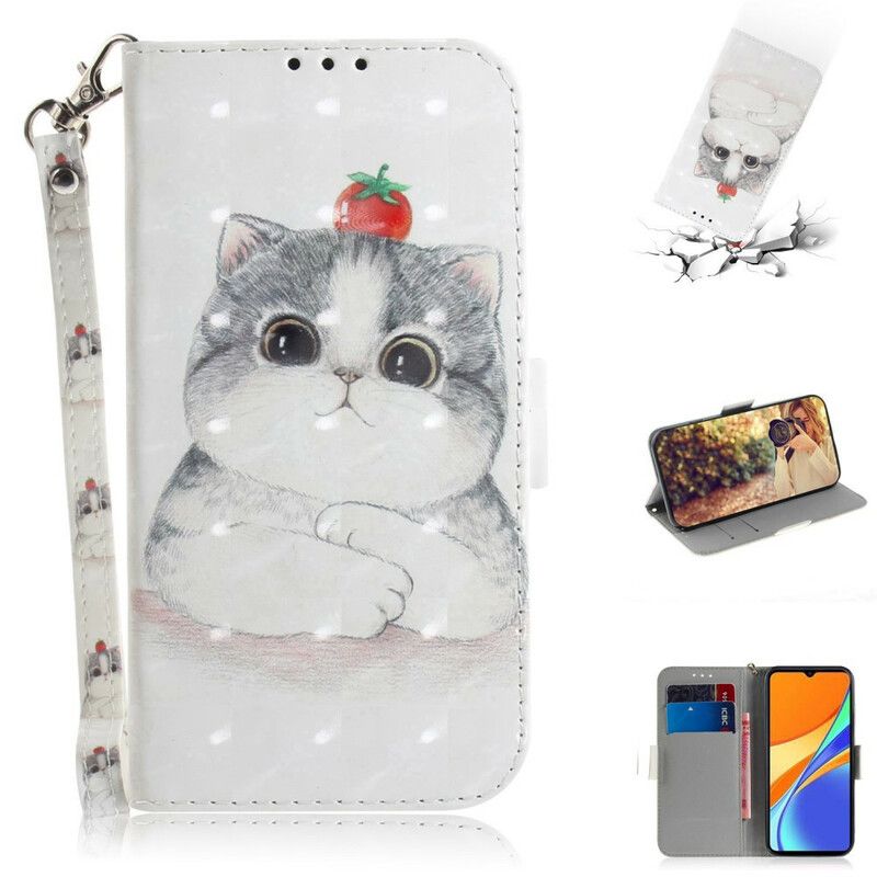 Flip Cover Xiaomi Redmi 9C Med Snor Tomat På Remmekatten