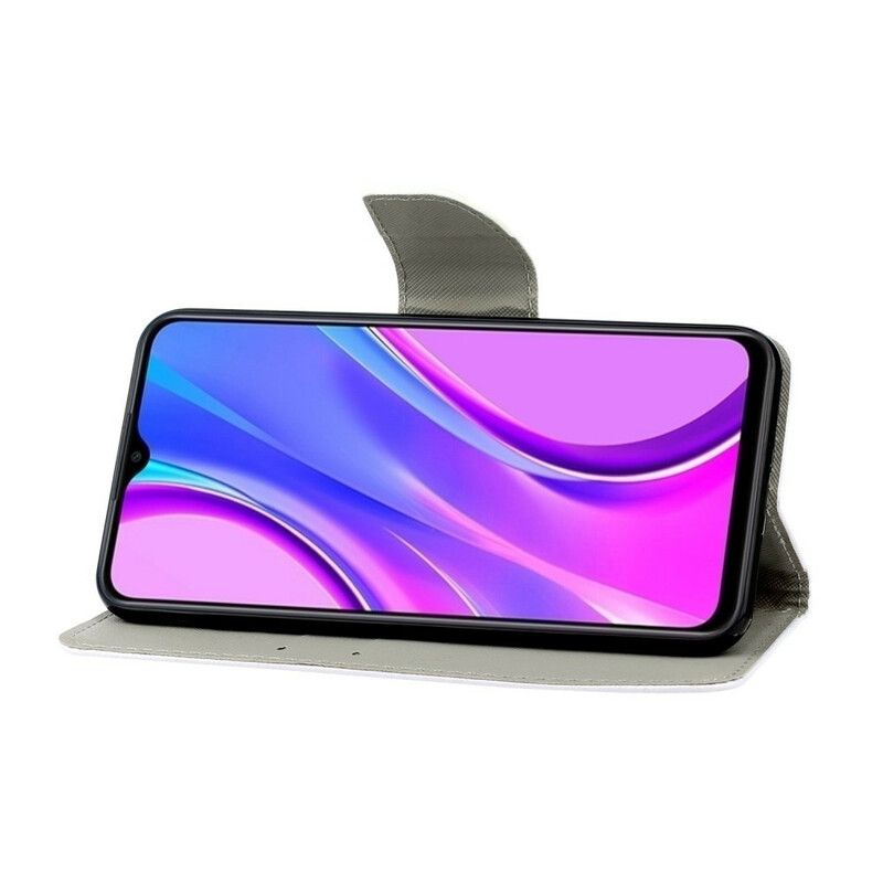 Læder Cover Xiaomi Redmi 9C Forheksede Sommerfugle