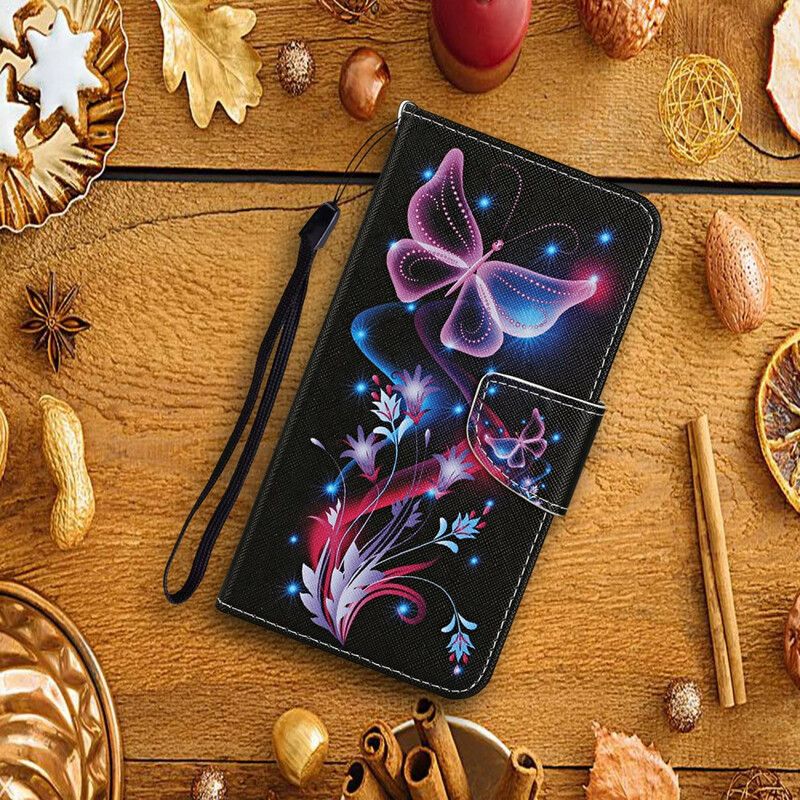 Læder Cover Xiaomi Redmi 9C Forheksede Sommerfugle