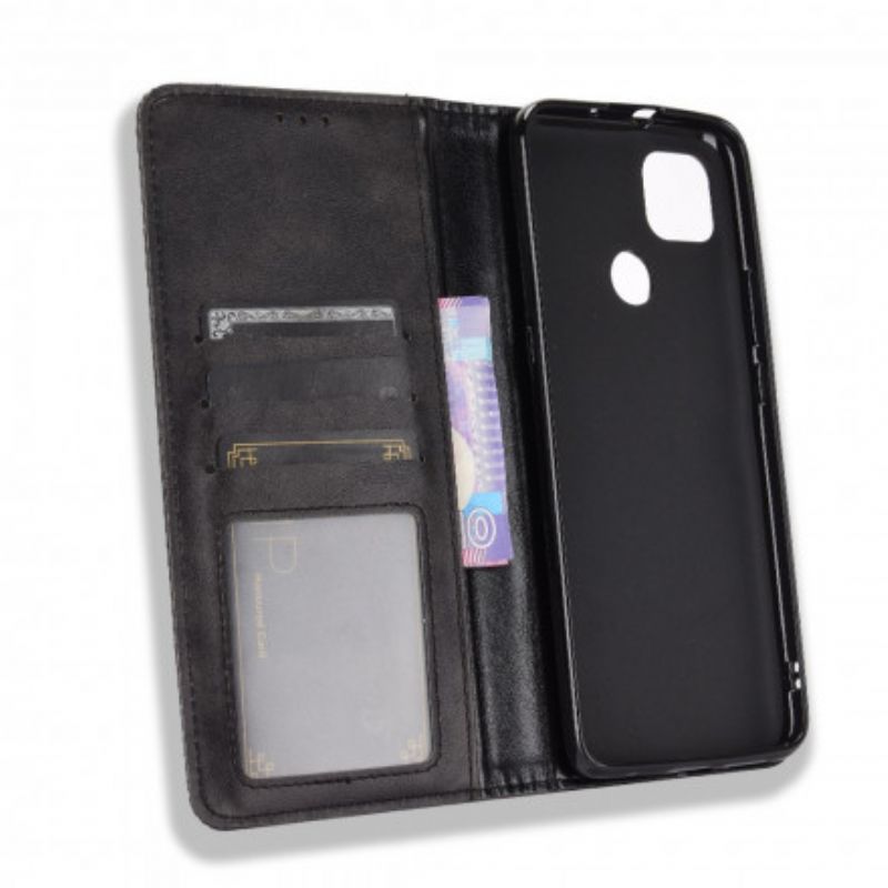 Cover Moto G9 Power Flip Cover Vintage Stiliseret Lædereffekt