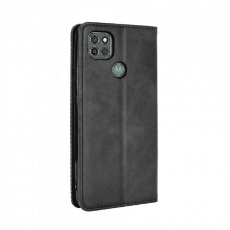 Cover Moto G9 Power Flip Cover Vintage Stiliseret Lædereffekt