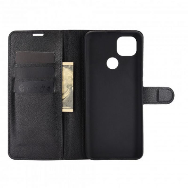 Flip Cover Moto G9 Power Klassisk Litchi-effekt
