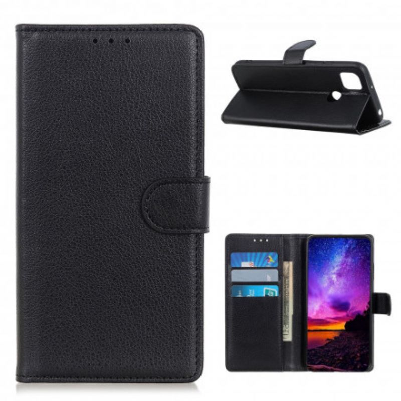 Flip Cover Moto G9 Power Traditionelt Litchi Imiteret Læder