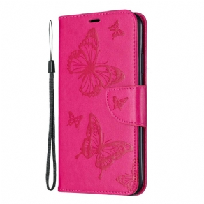 Flip Cover iPhone 11 Pro Max Med Snor Thong Printede Sommerfugle