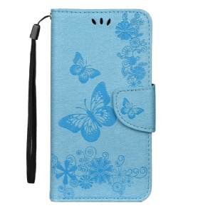 Læder Cover iPhone 11 Pro Max Med Snor Opdagelsessommerfugle Med Rem