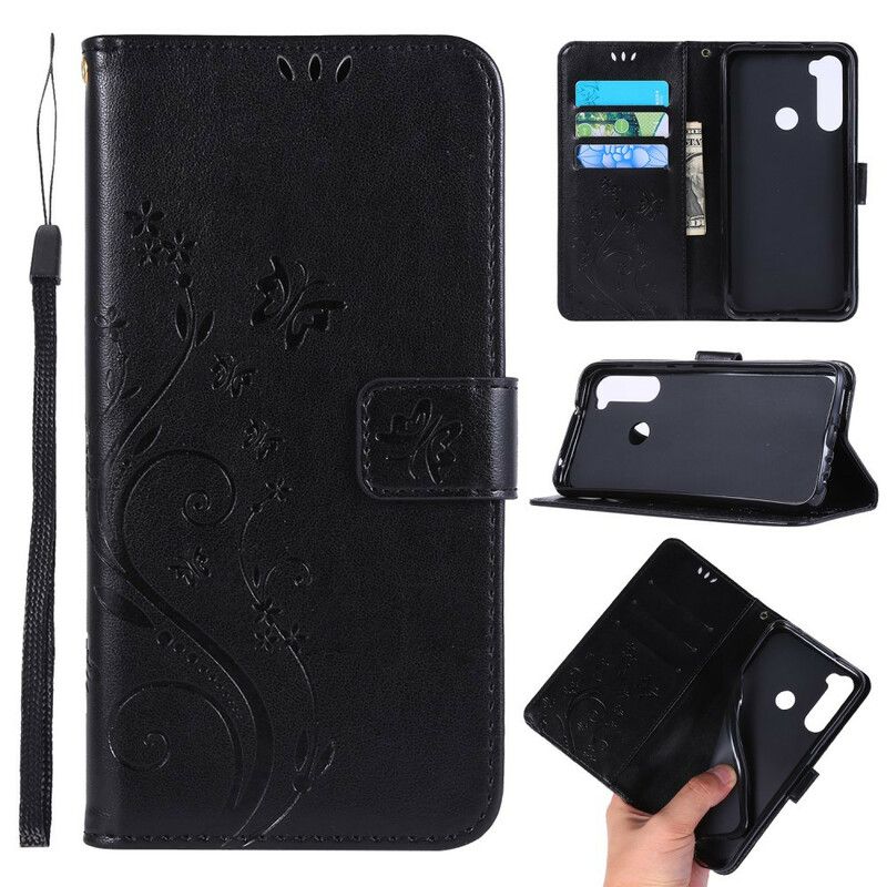 Flip Cover Xiaomi Redmi Note 8 Sommerfugle Og Blomster