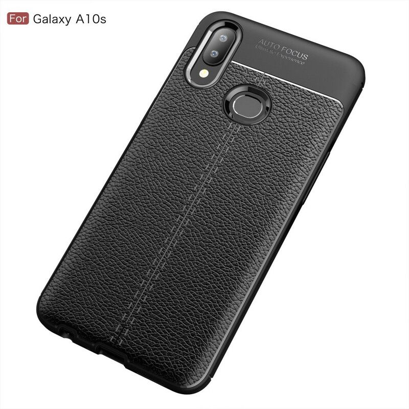 Cover Samsung Galaxy A10s Dobbelt Linje Litchi Lædereffekt