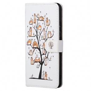Flip Cover Xiaomi Redmi Note 11 / 11S Med Snor Funky Katte Med Rem