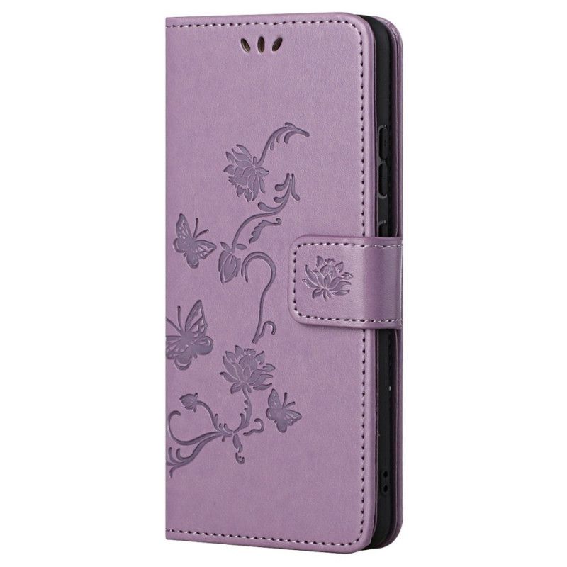 Flip Cover Xiaomi Redmi Note 11 / 11S Med Snor Thong Blomster