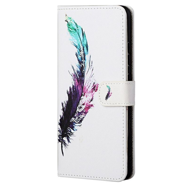 Læder Cover Xiaomi Redmi Note 11 / 11S Med Snor Thong Fjer
