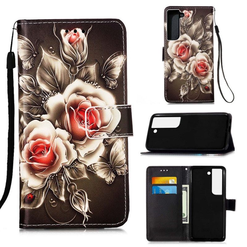 Flip Cover Samsung Galaxy S22 Plus 5G Gyldne Roser
