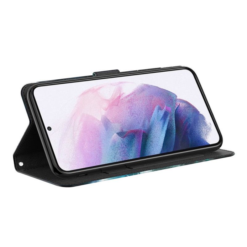 Flip Cover Samsung Galaxy S22 Plus 5G Marmordesign Med Snor