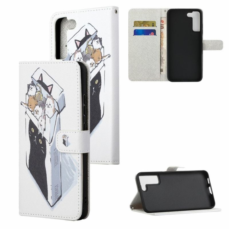 Flip Cover Samsung Galaxy S22 Plus 5G Med Snor Thong Cat Levering