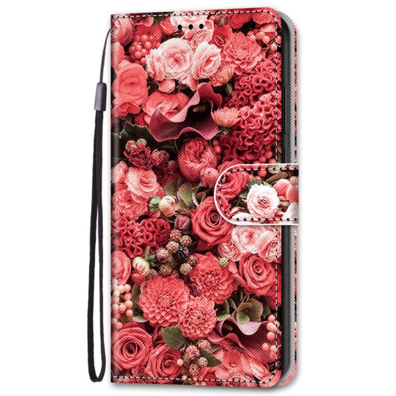 Læder Cover Samsung Galaxy S22 Plus 5G Blomsterromantik