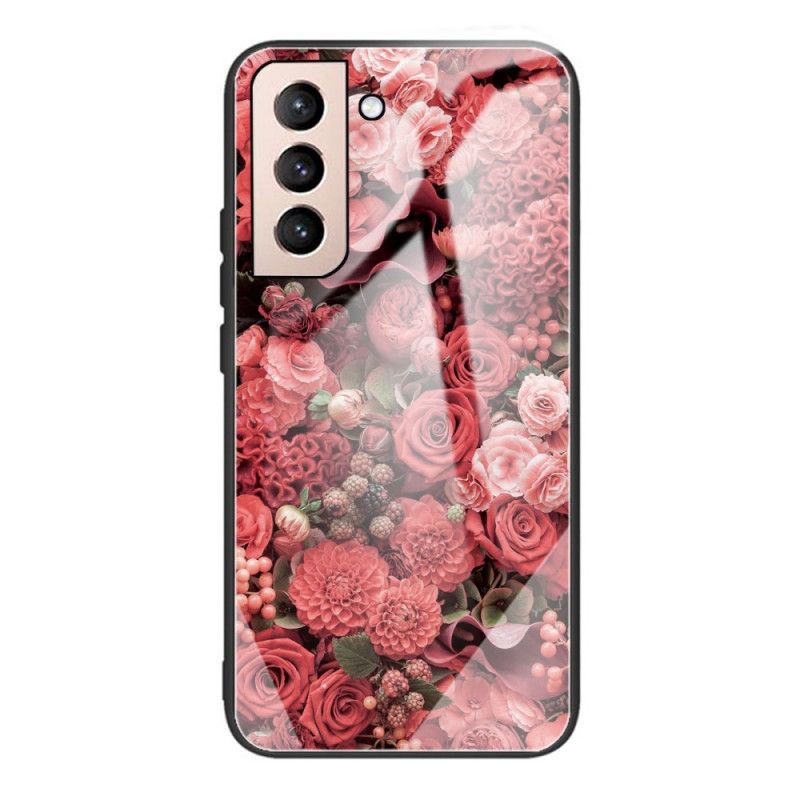 Mobilcover Samsung Galaxy S22 Plus 5G Hærdet Glas Lyserøde Blomster