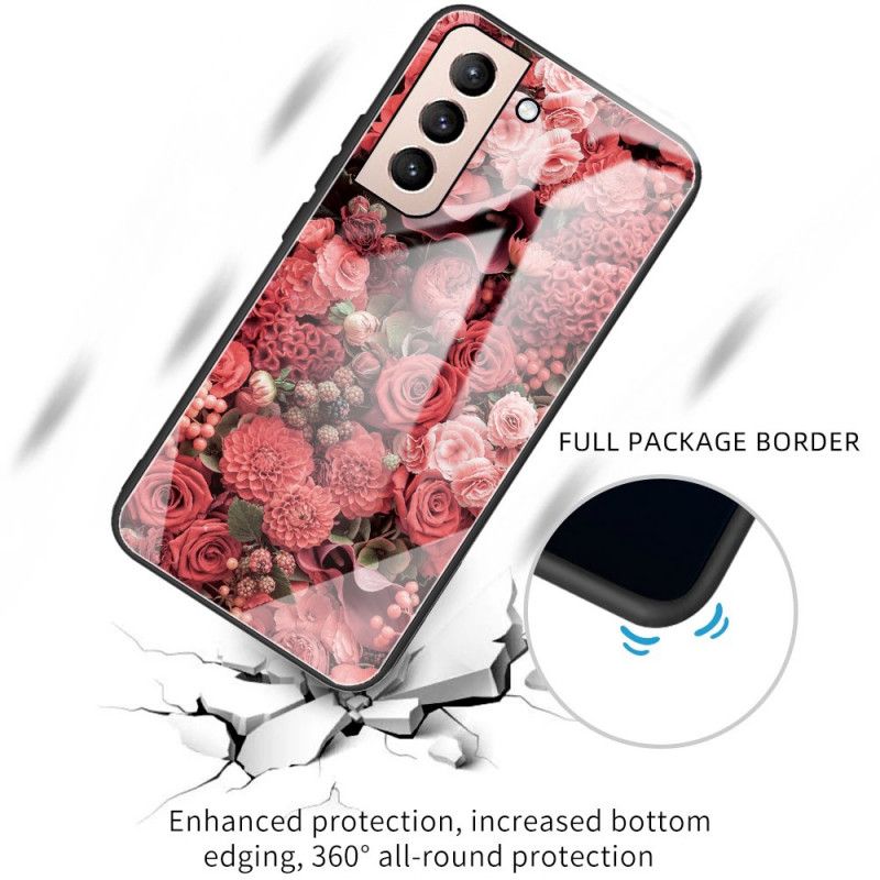 Mobilcover Samsung Galaxy S22 Plus 5G Hærdet Glas Lyserøde Blomster
