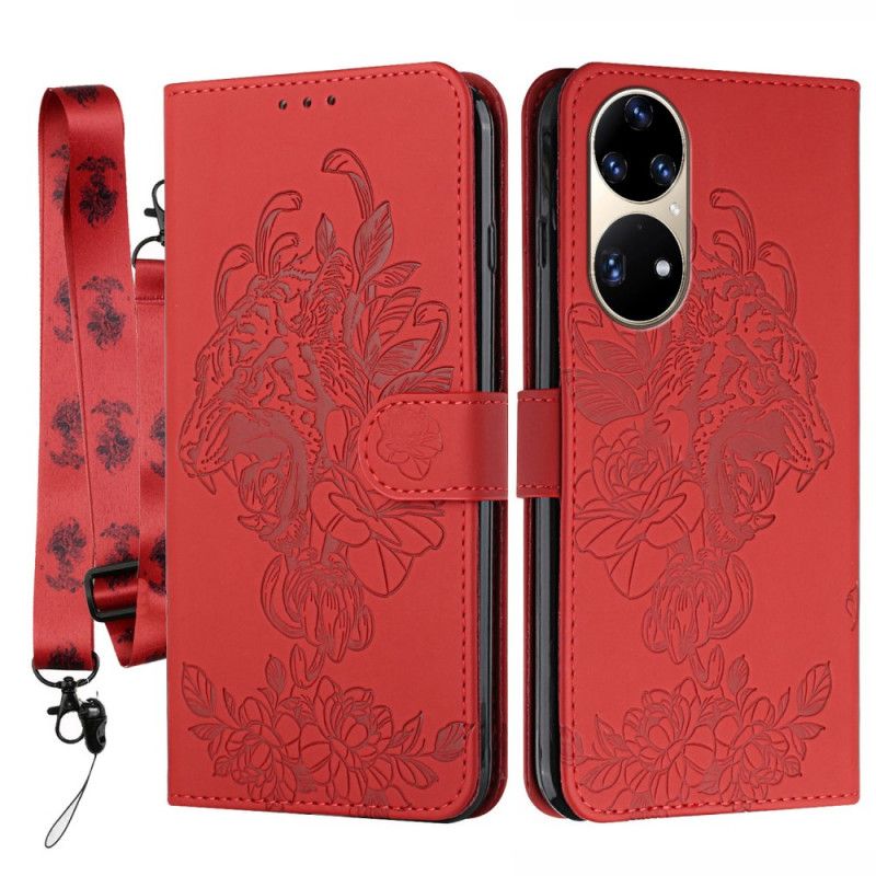 Flip Cover Huawei P50 Pro Med Snor Barok Tigerrem