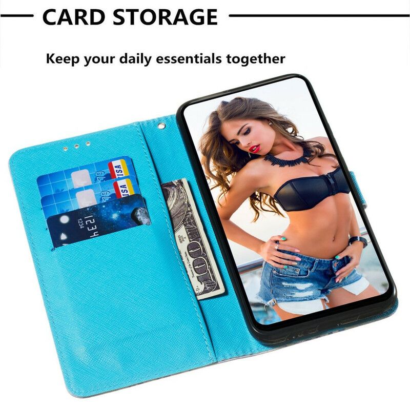 Flip Cover Huawei P Smart Z / Honor 9X Med Snor Golden Strap Sommerfugle