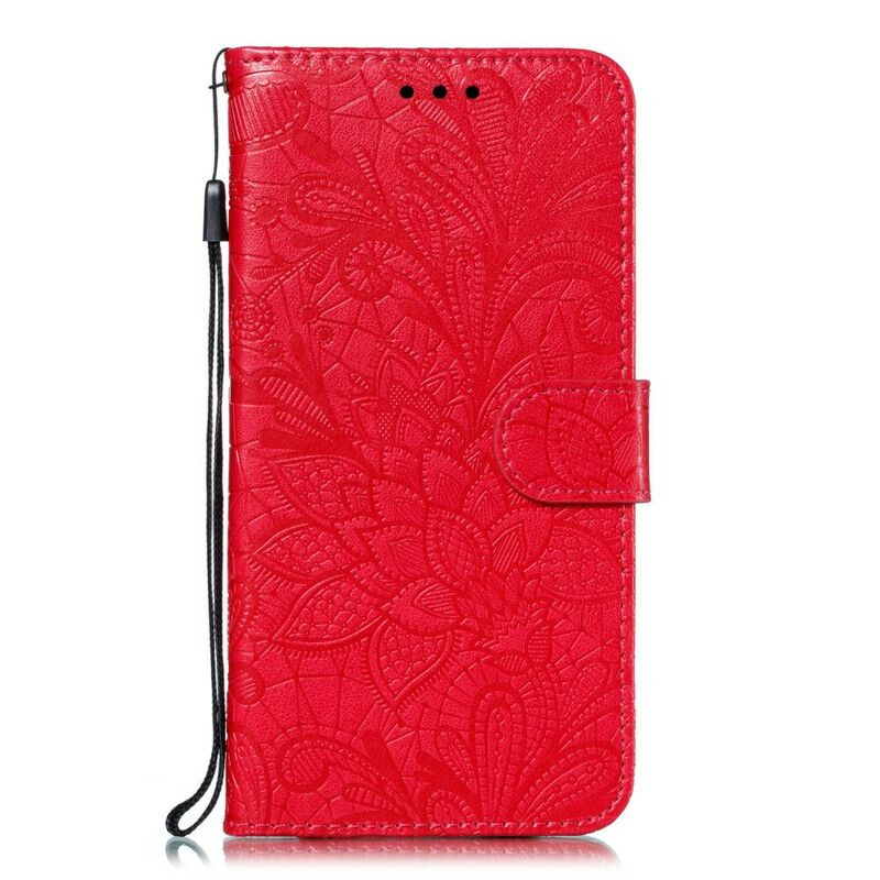 Læder Cover Huawei P Smart Z / Honor 9X Med Snor Stammebåndsblomster