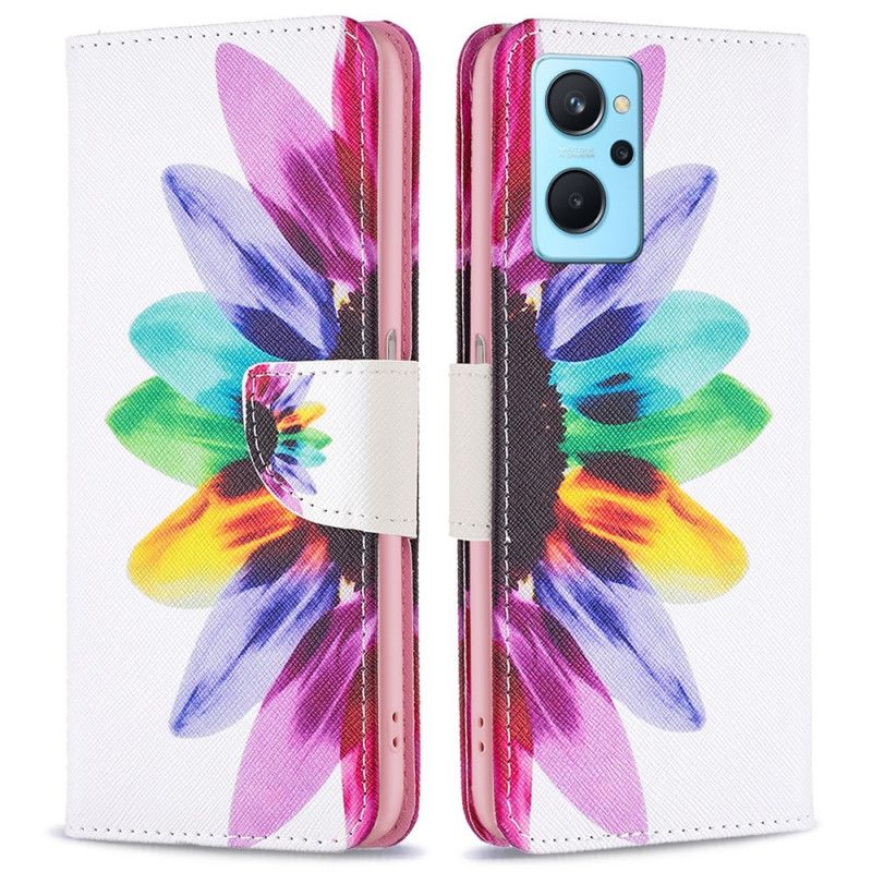 Læder Cover Realme 9i Akvarelblomst