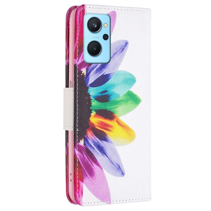 Læder Cover Realme 9i Akvarelblomst