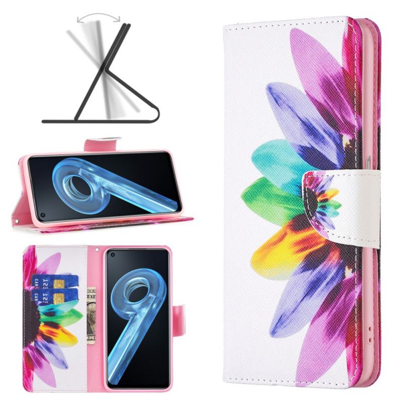 Læder Cover Realme 9i Akvarelblomst