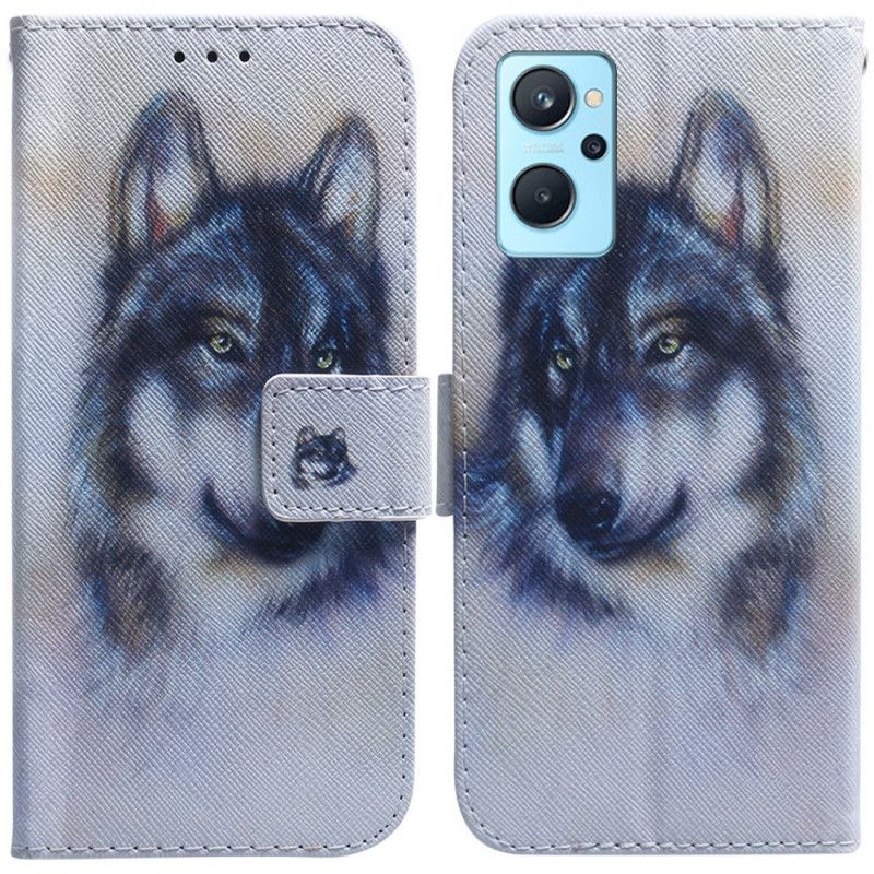 Læder Cover Realme 9i Hundemaleri