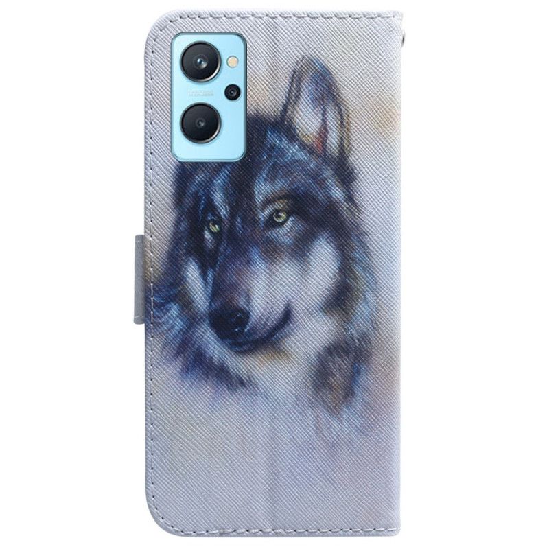 Læder Cover Realme 9i Hundemaleri