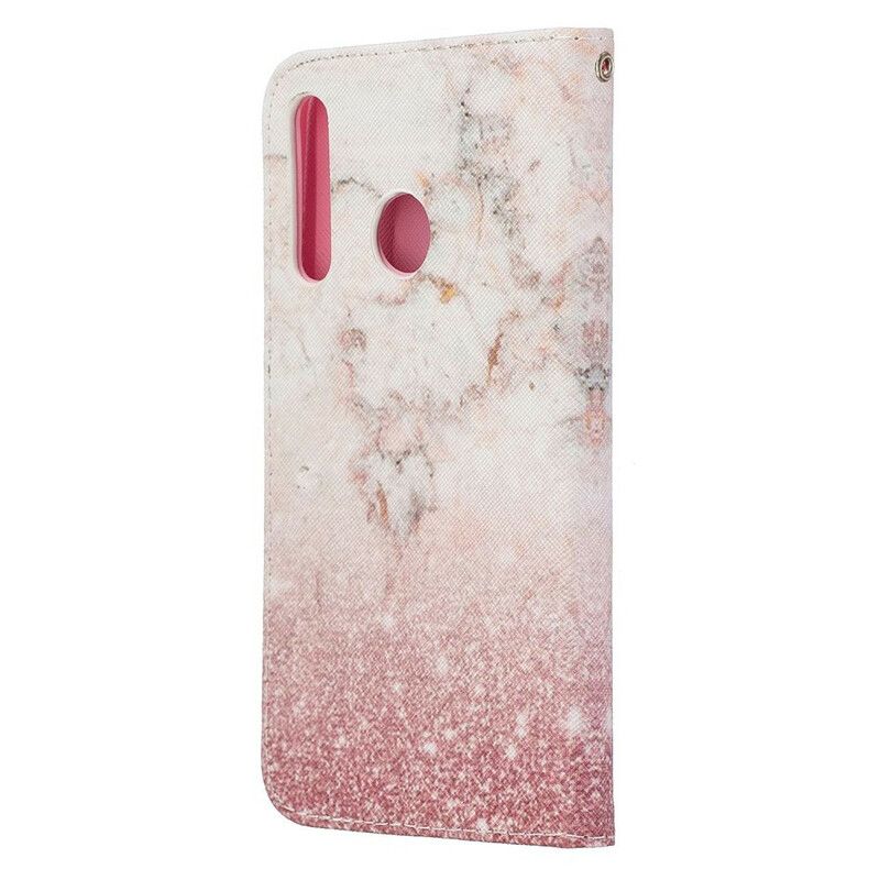 Flip Cover Honor 20 Lite / 20e Med Snor Marmor Og Glitter Strappy