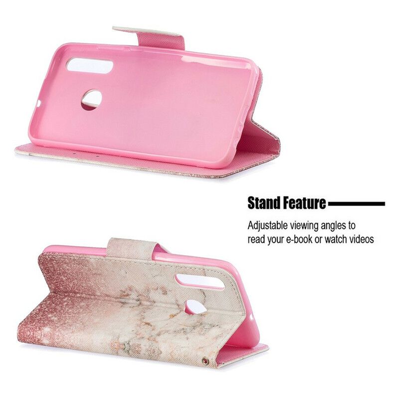 Flip Cover Honor 20 Lite / 20e Med Snor Marmor Og Glitter Strappy