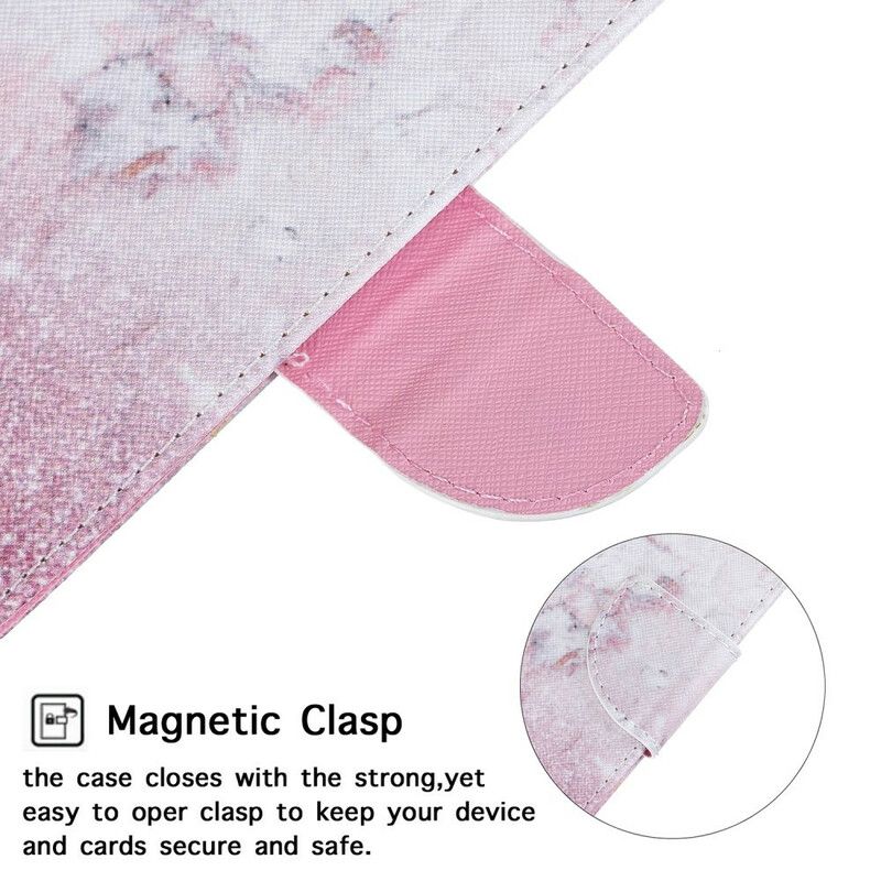 Flip Cover Honor 20 Lite / 20e Med Snor Marmor Og Glitter Strappy