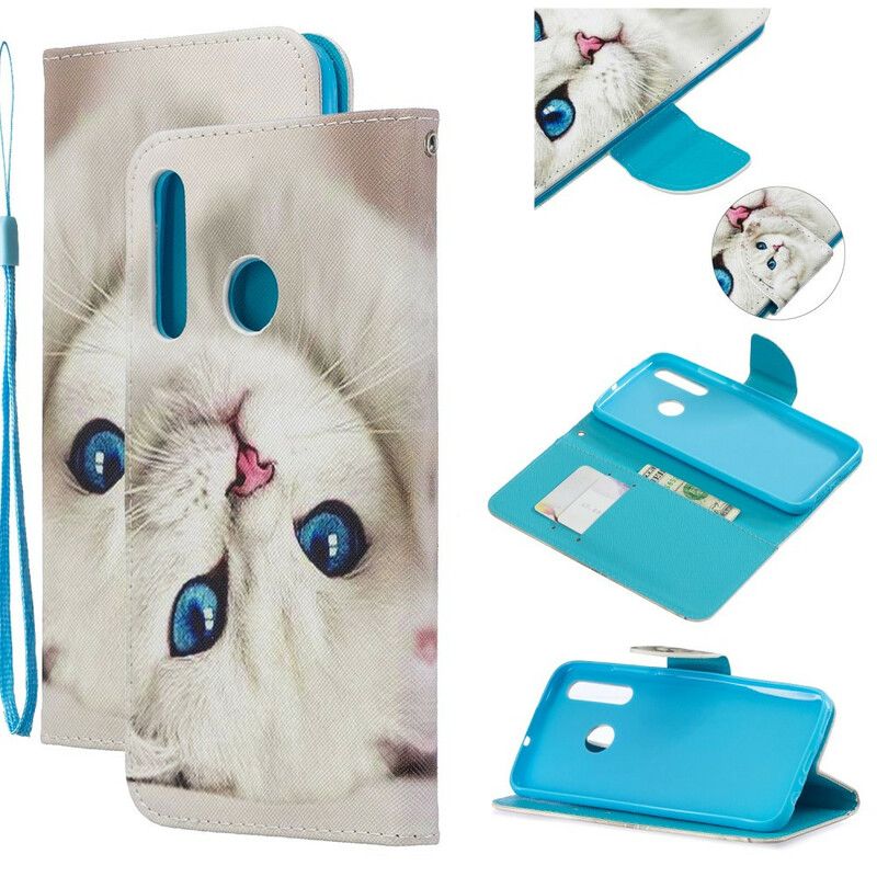 Flip Cover Honor 20 Lite / 20e Med Snor Thong Blue Eyed Cat