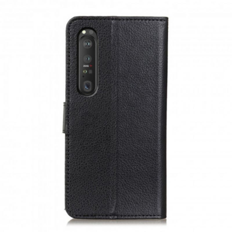 Flip Cover Sony Xperia 1 III Litchi Imiteret Læder